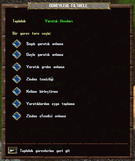 Topluluk Sistemi Görevleri Filtreleme